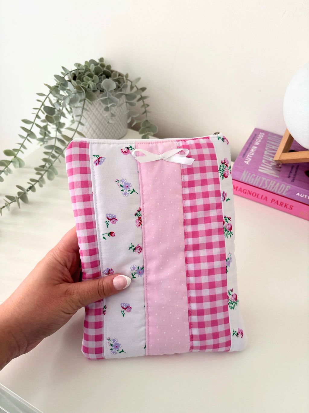 Candy pink patchwork kindle / e-reader sleeve
