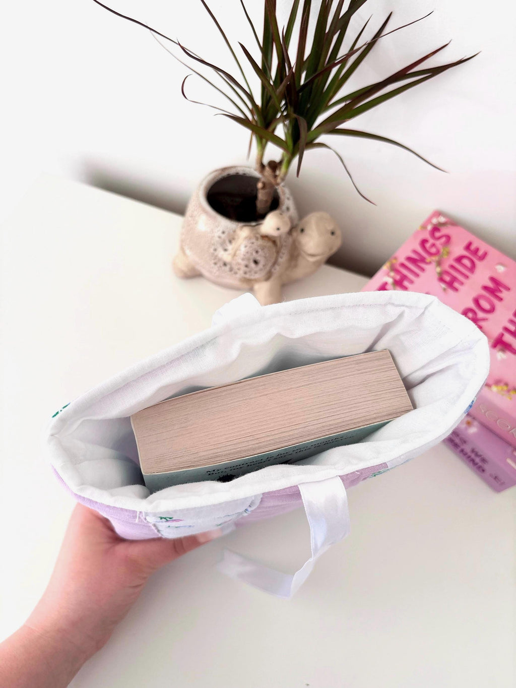 Lilac floral quilted book sleeve
