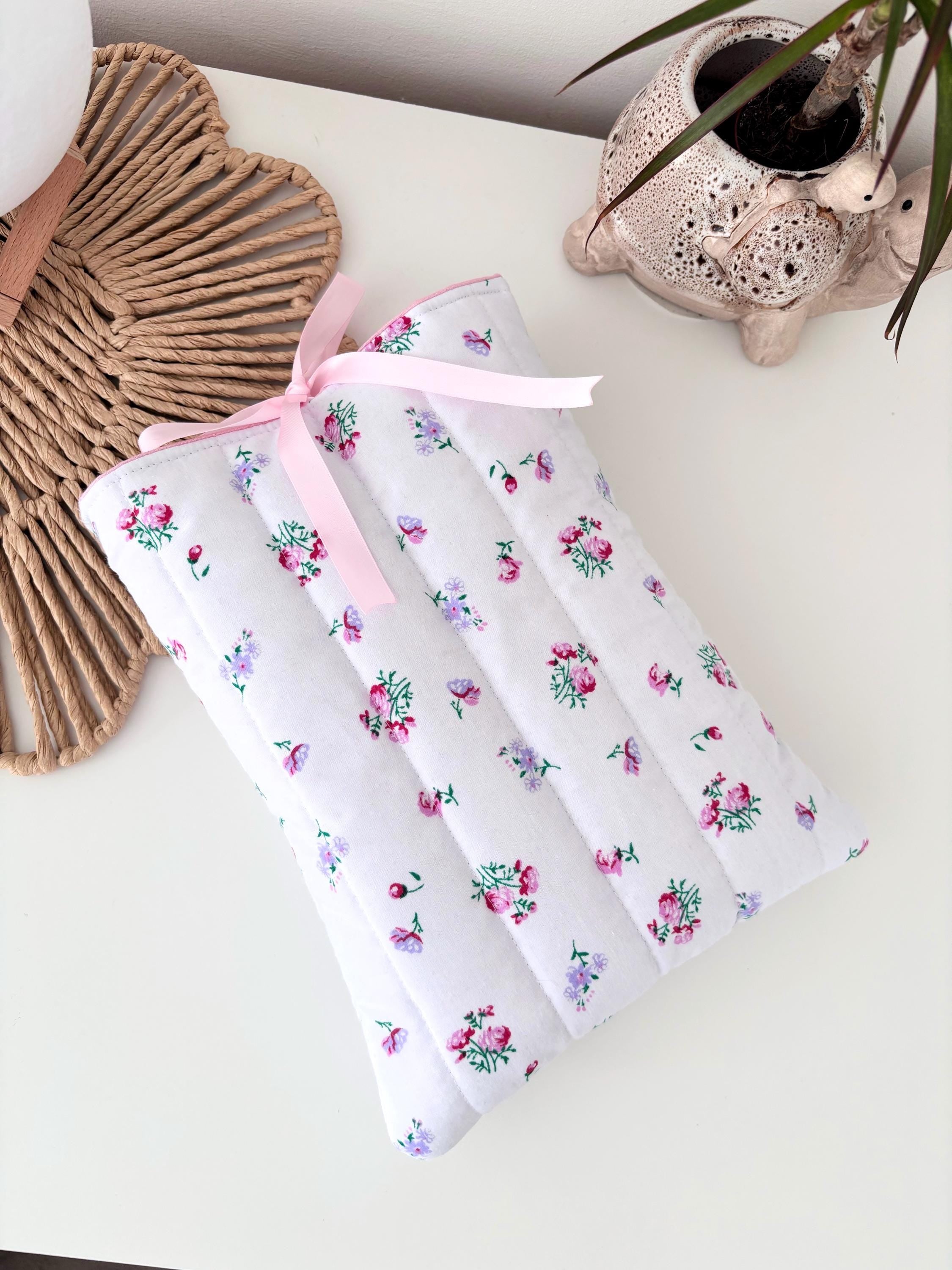 Pink floral quilted book sleeve