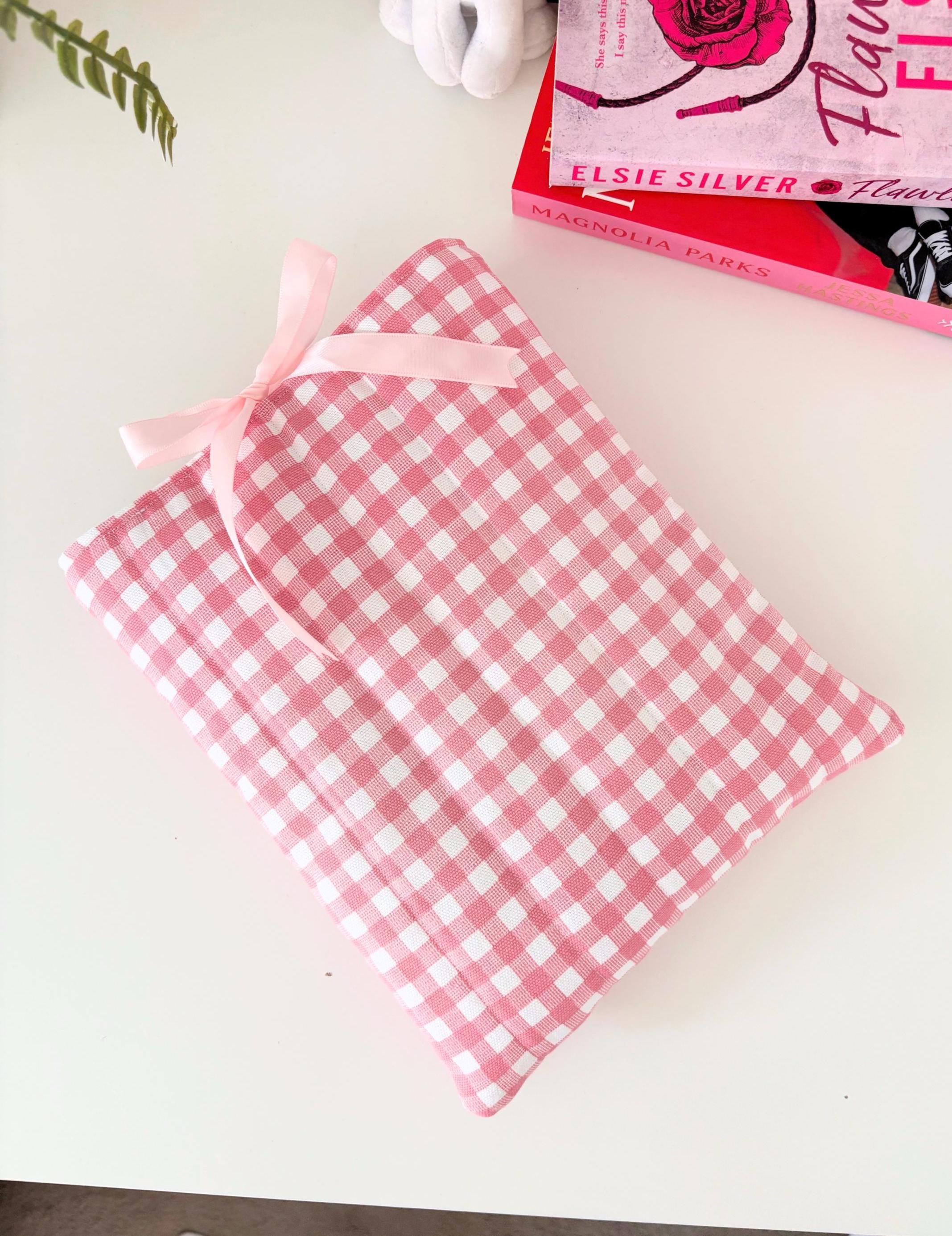 Pink gingham quilted book sleeve