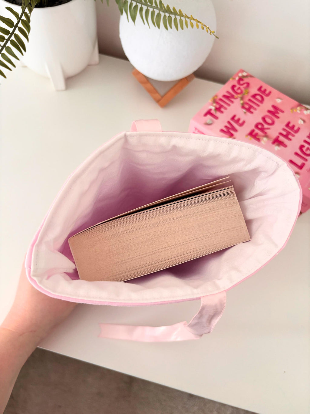 Pink polka dot book sleeve