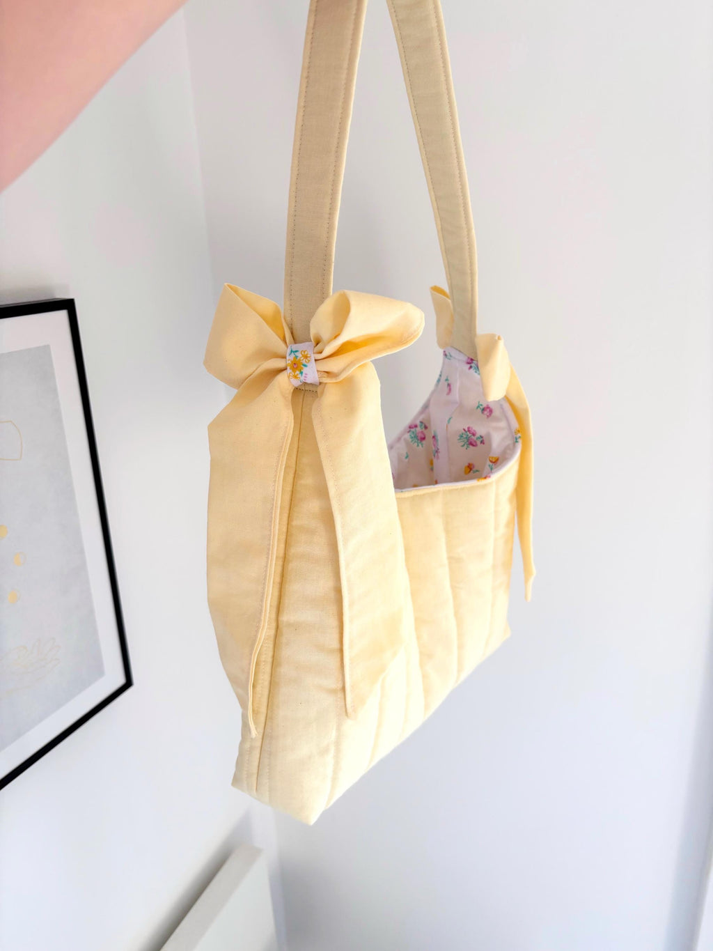 Butter yellow mini bow shoulder bag