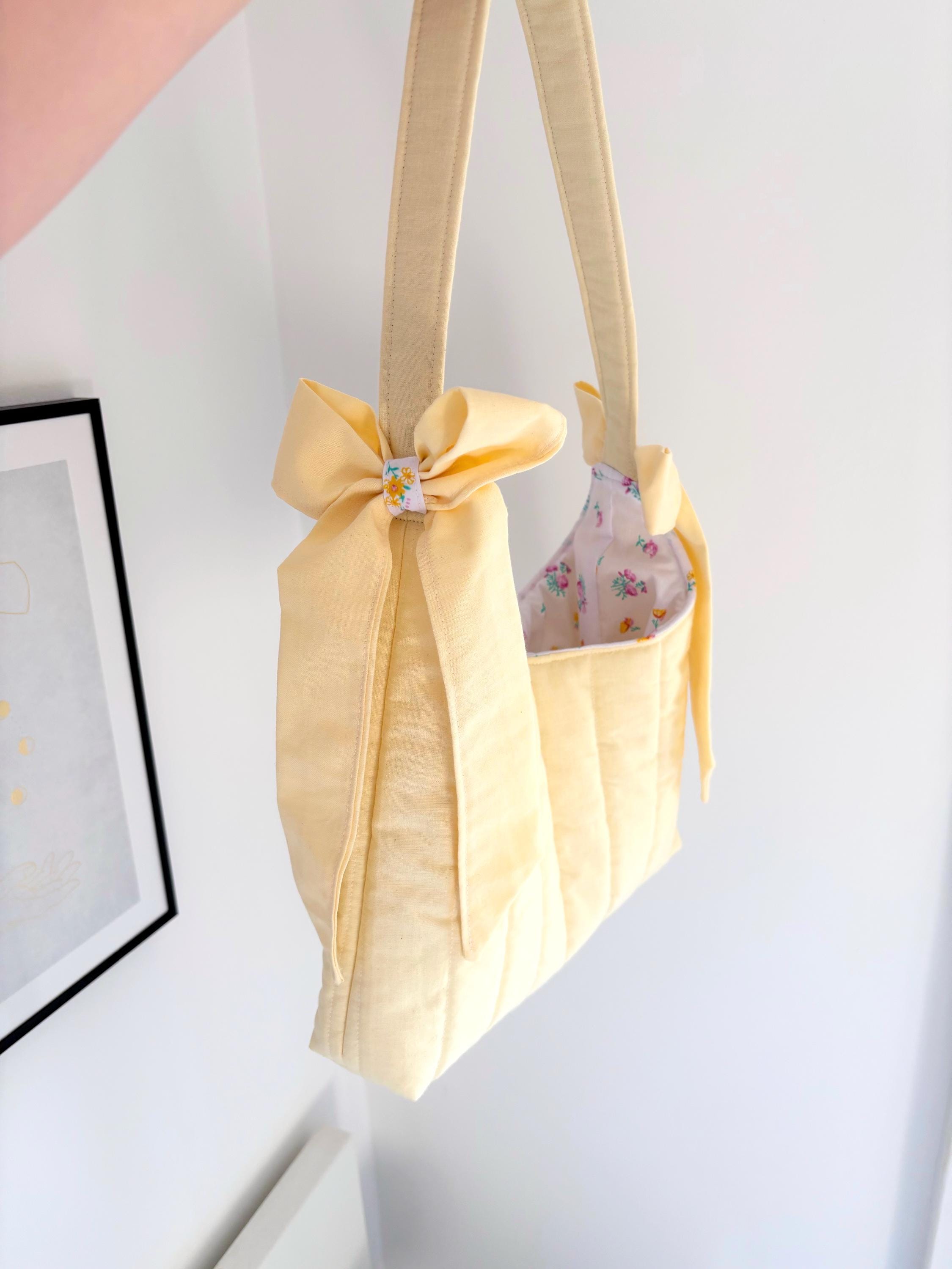 Butter yellow mini bow shoulder bag