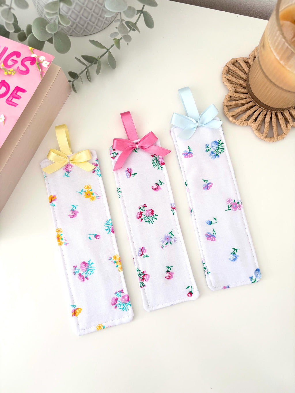 Floral fabric bookmark