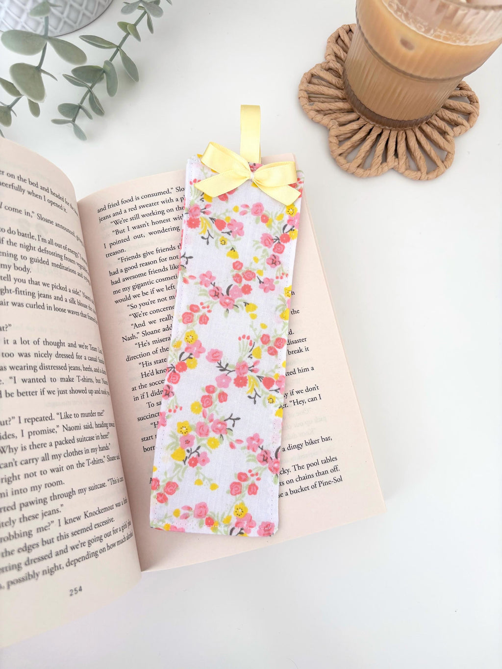 Floral fabric bookmark