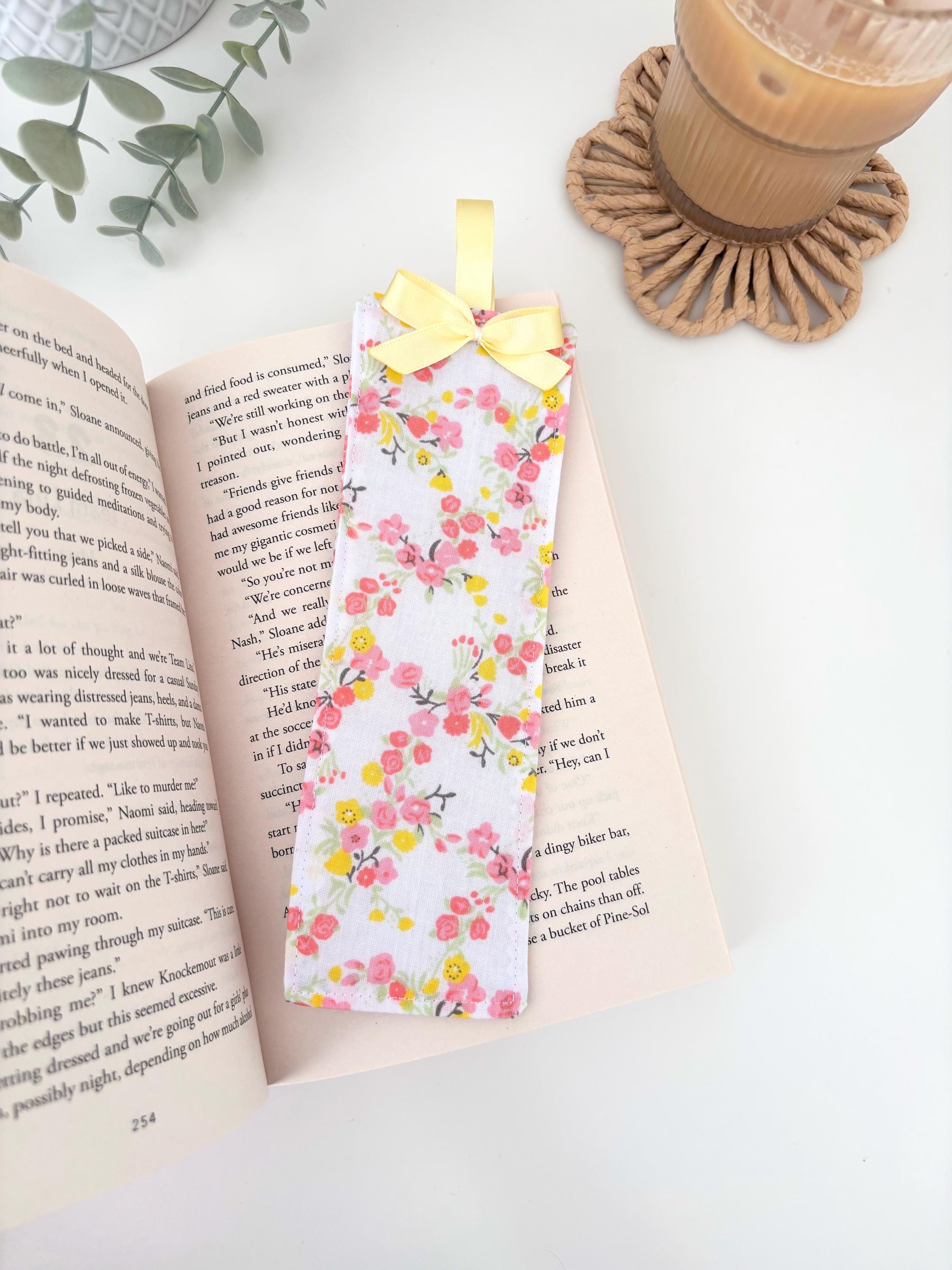 Floral fabric bookmark