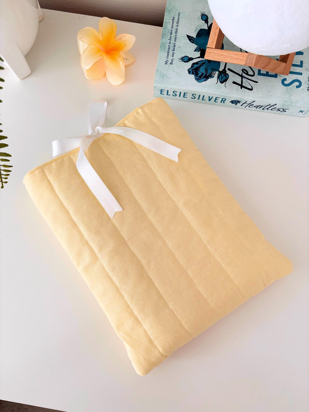 Yellow pastel quilted book sleeve