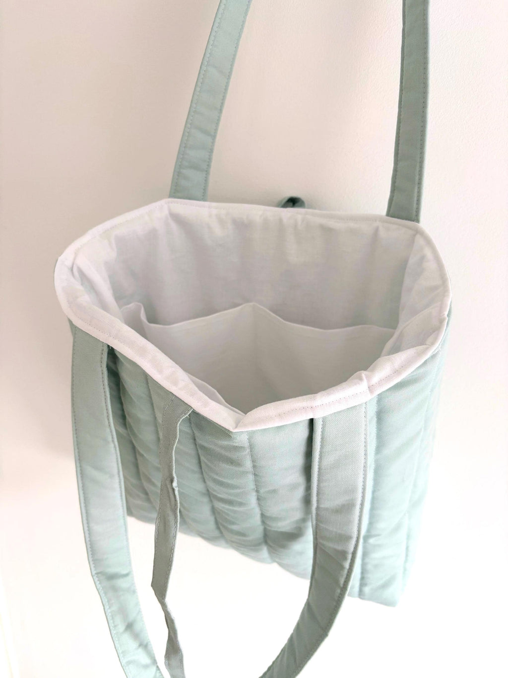 Duck egg pastel quilted tote bag