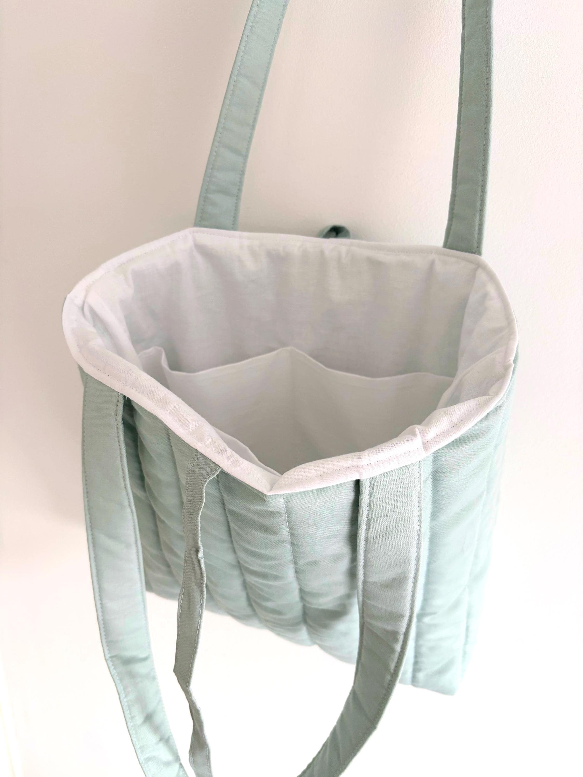 Duck egg pastel quilted tote bag