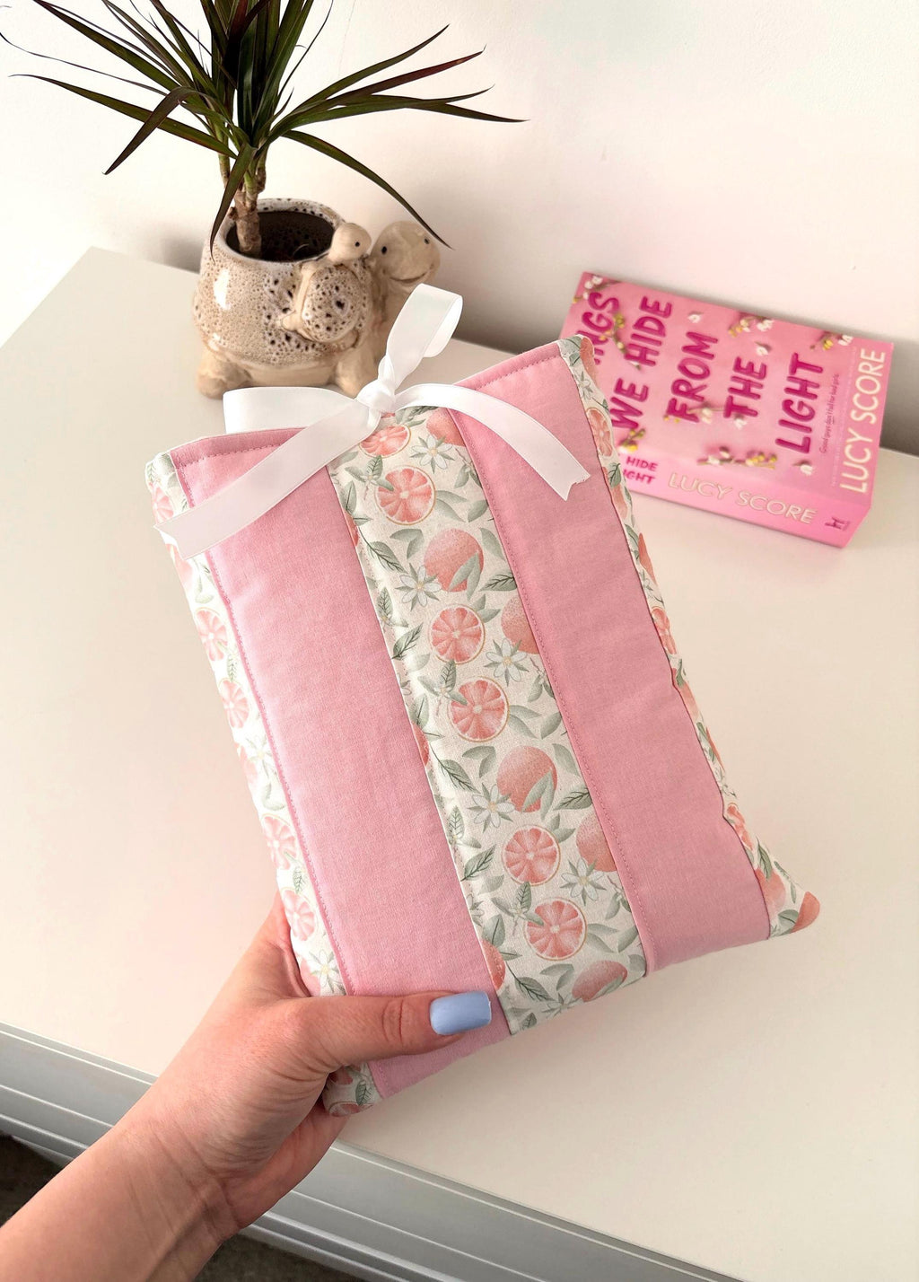 Pink citrus quilted book sleeve