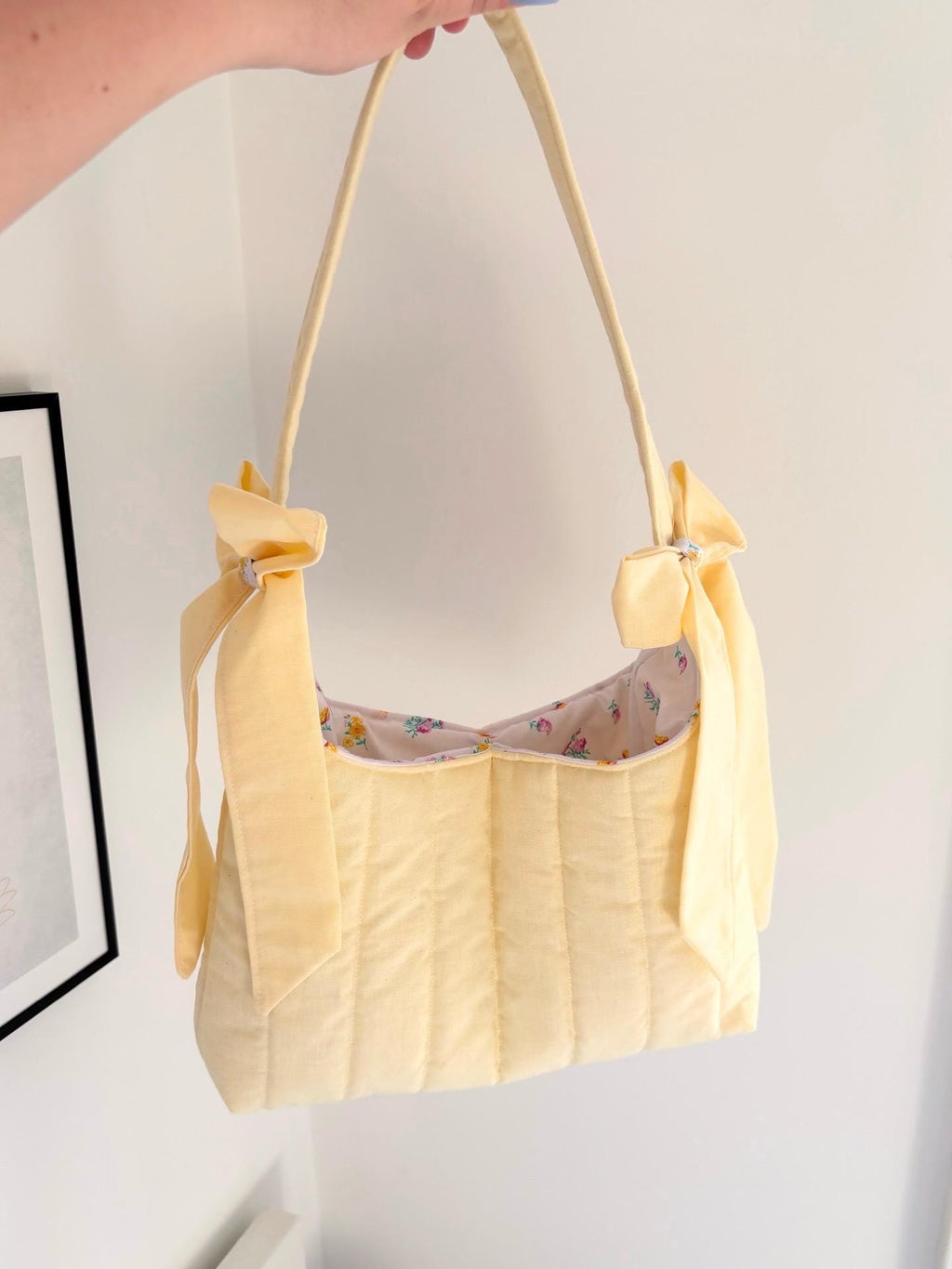 Butter yellow mini bow shoulder bag