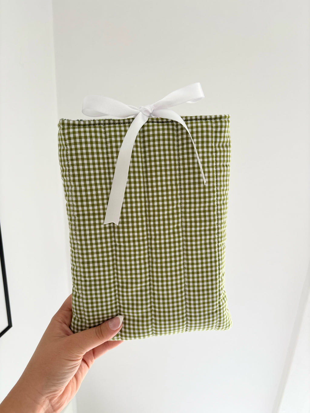 Green gingham book sleeve