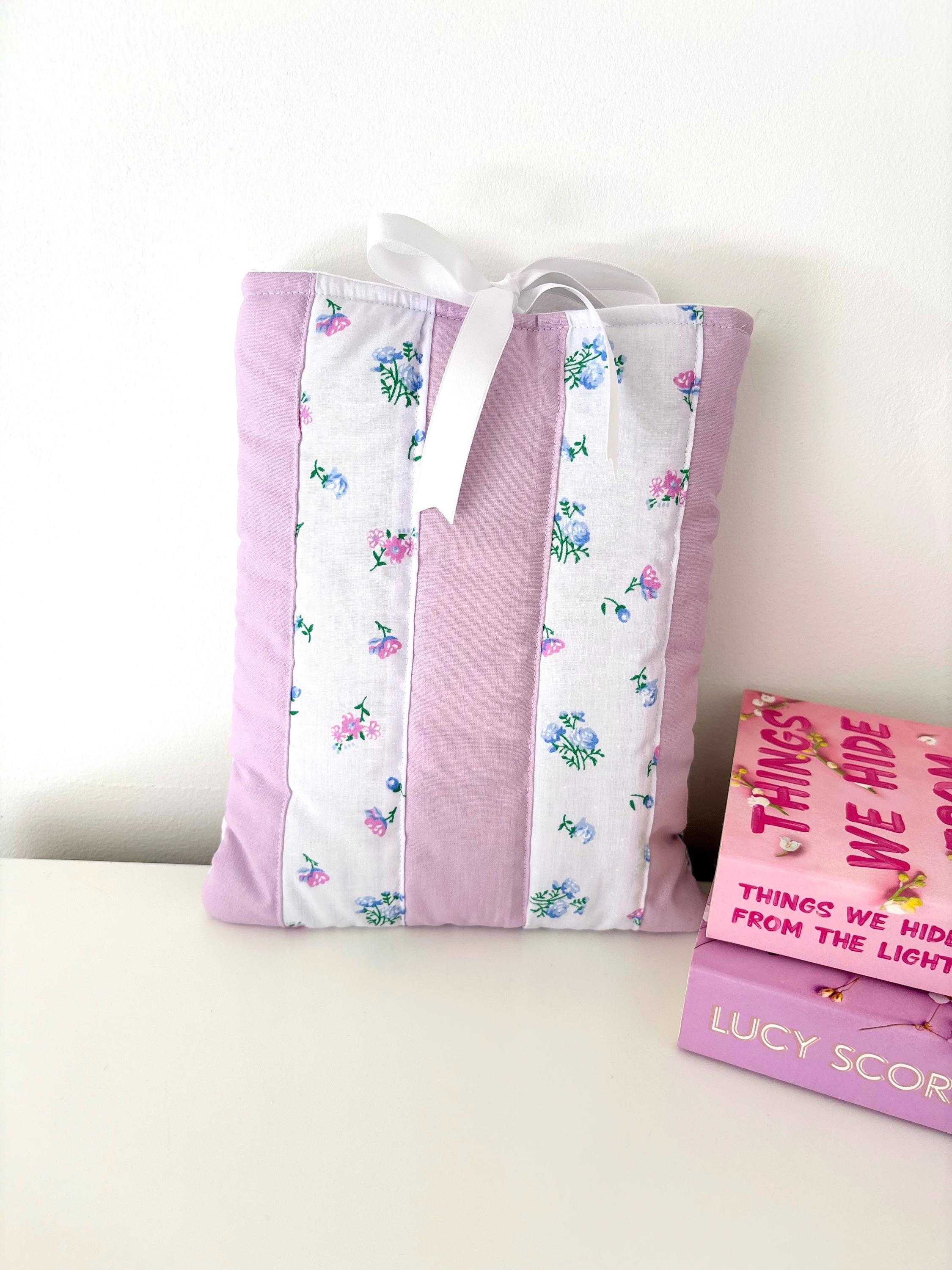Lilac floral quilted book sleeve