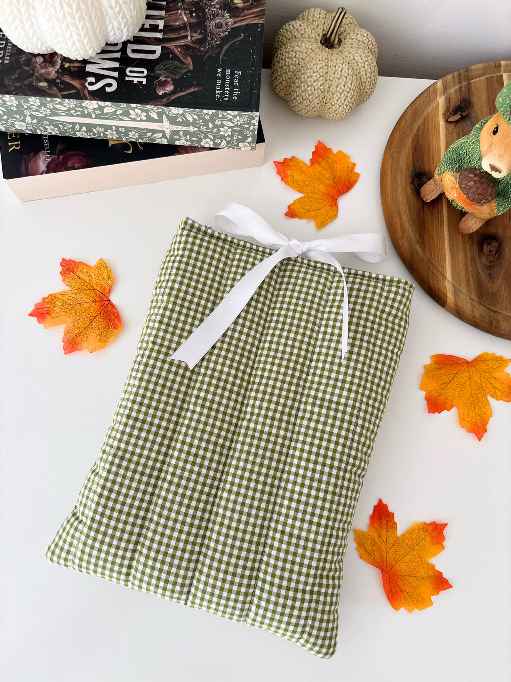 Green gingham book sleeve