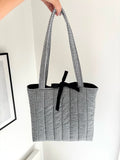 Black and white gingham quilted tote bag