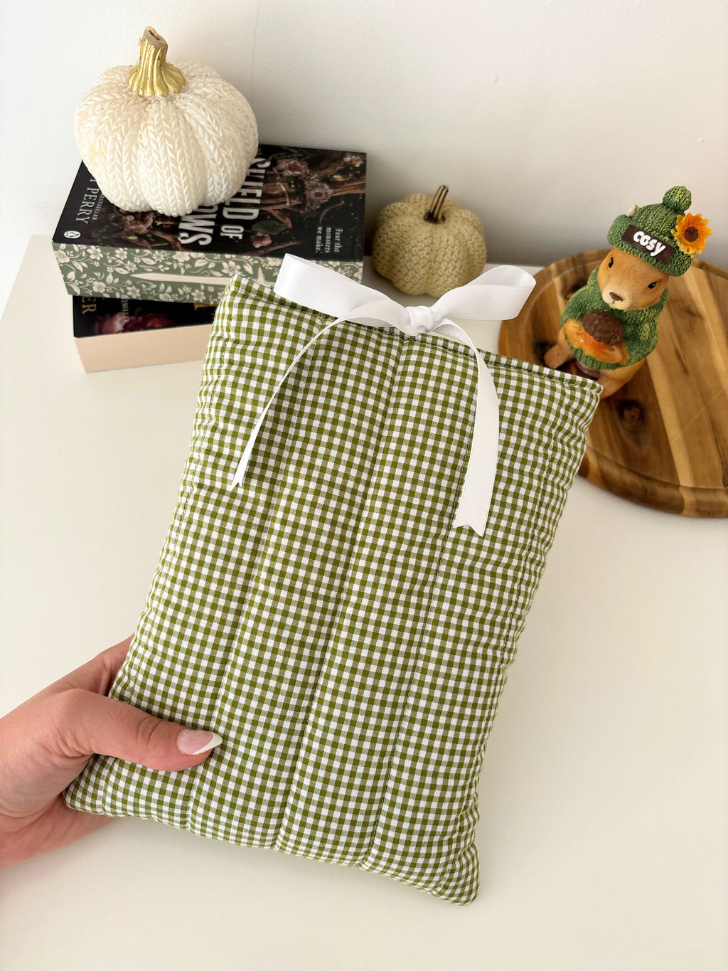 Green gingham book sleeve