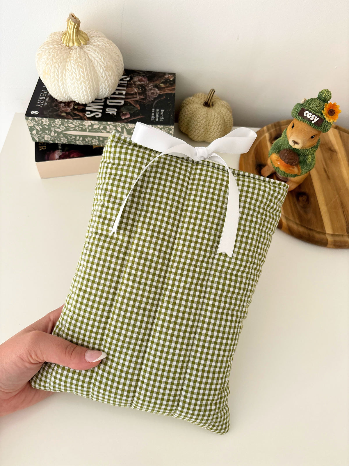 Green gingham book sleeve