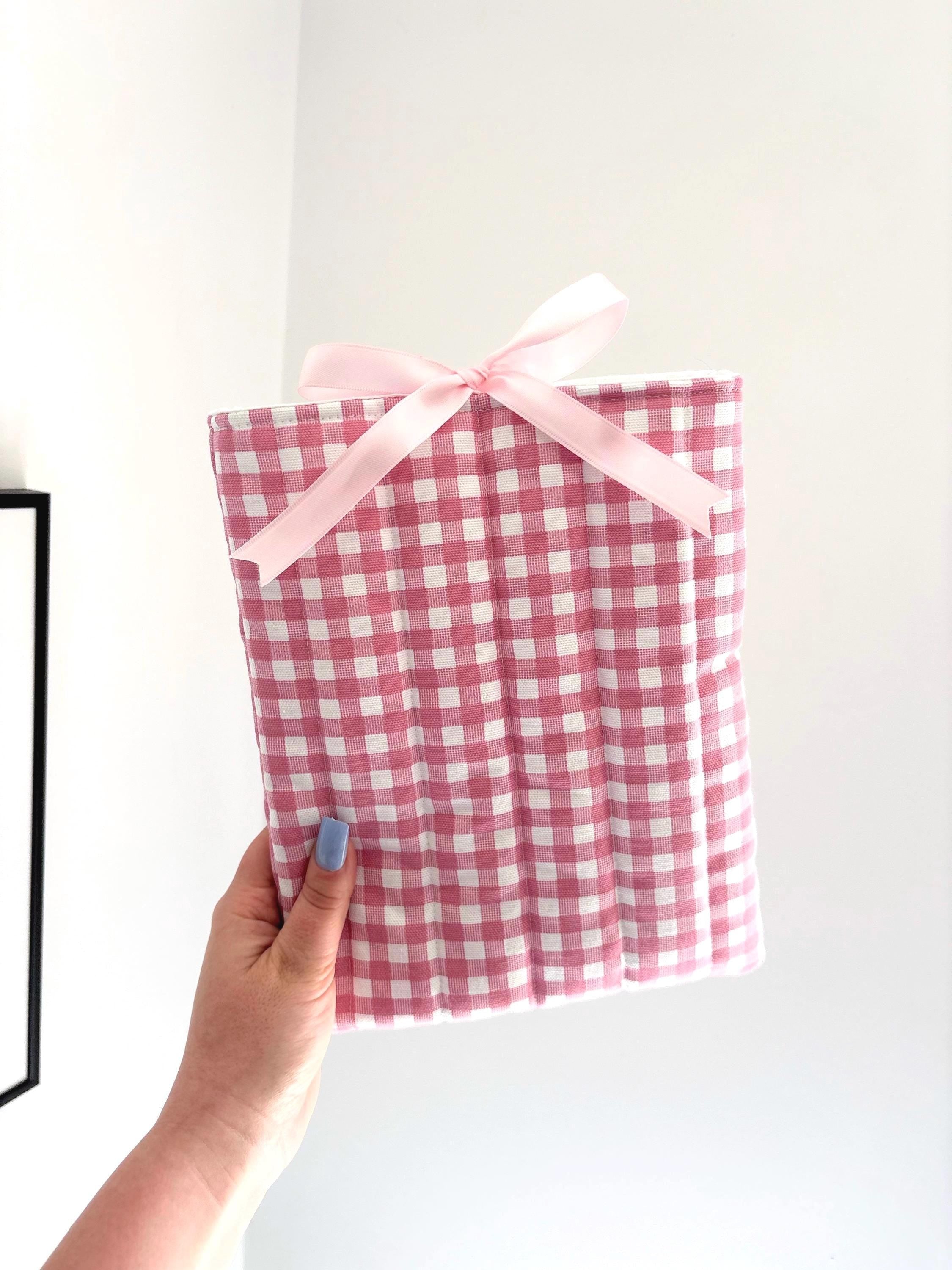Pink gingham quilted book sleeve