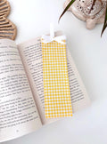 Yellow gingham fabric bookmark