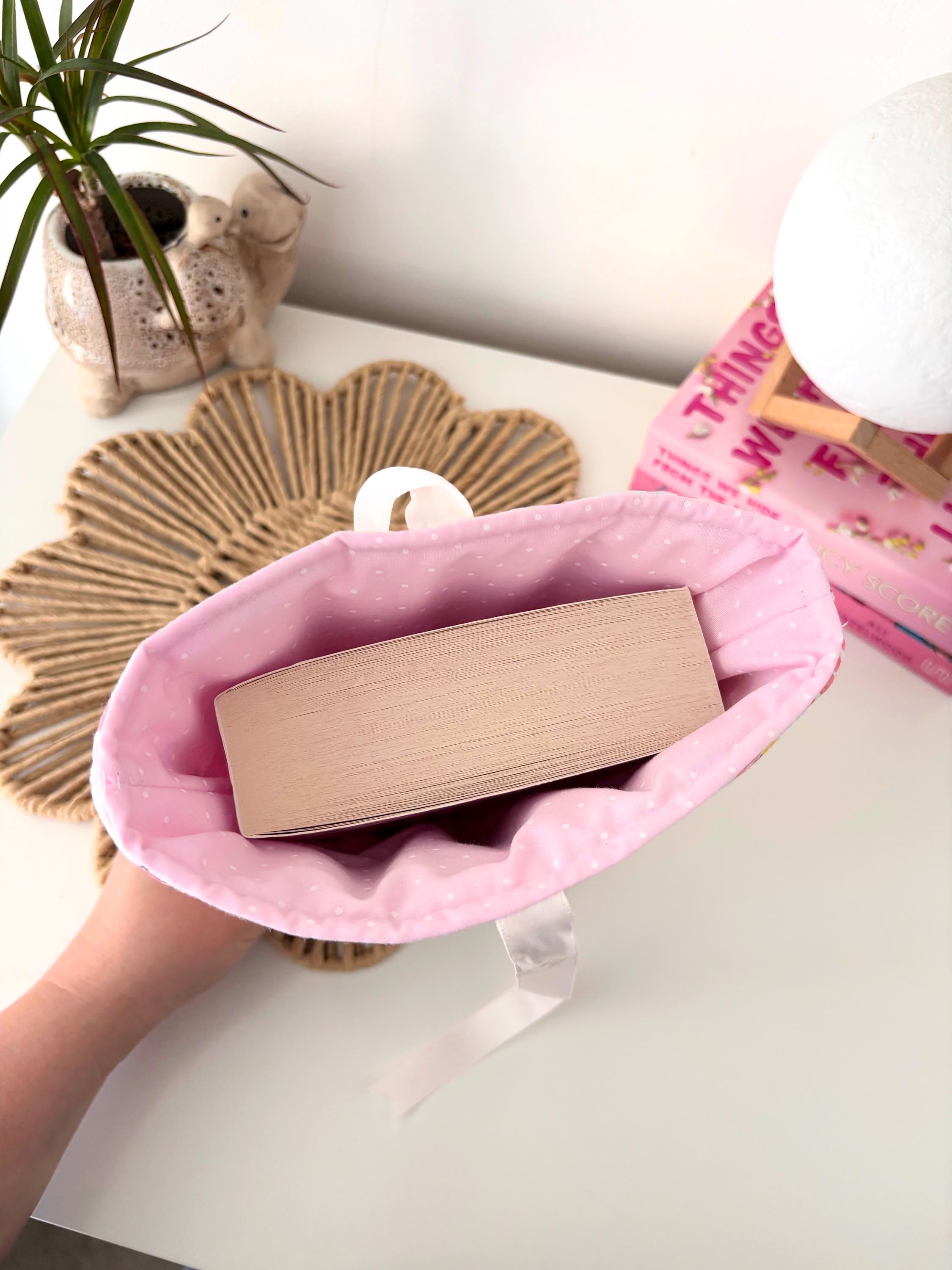 Pink blossom quilted book sleeve