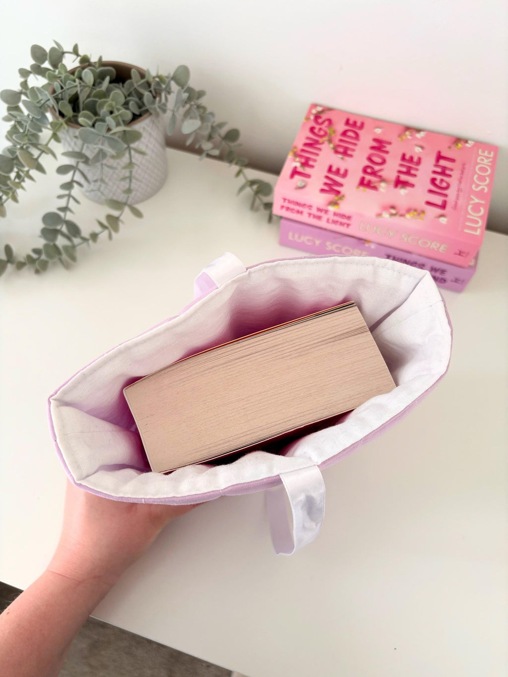 Lilac quilted book sleeve