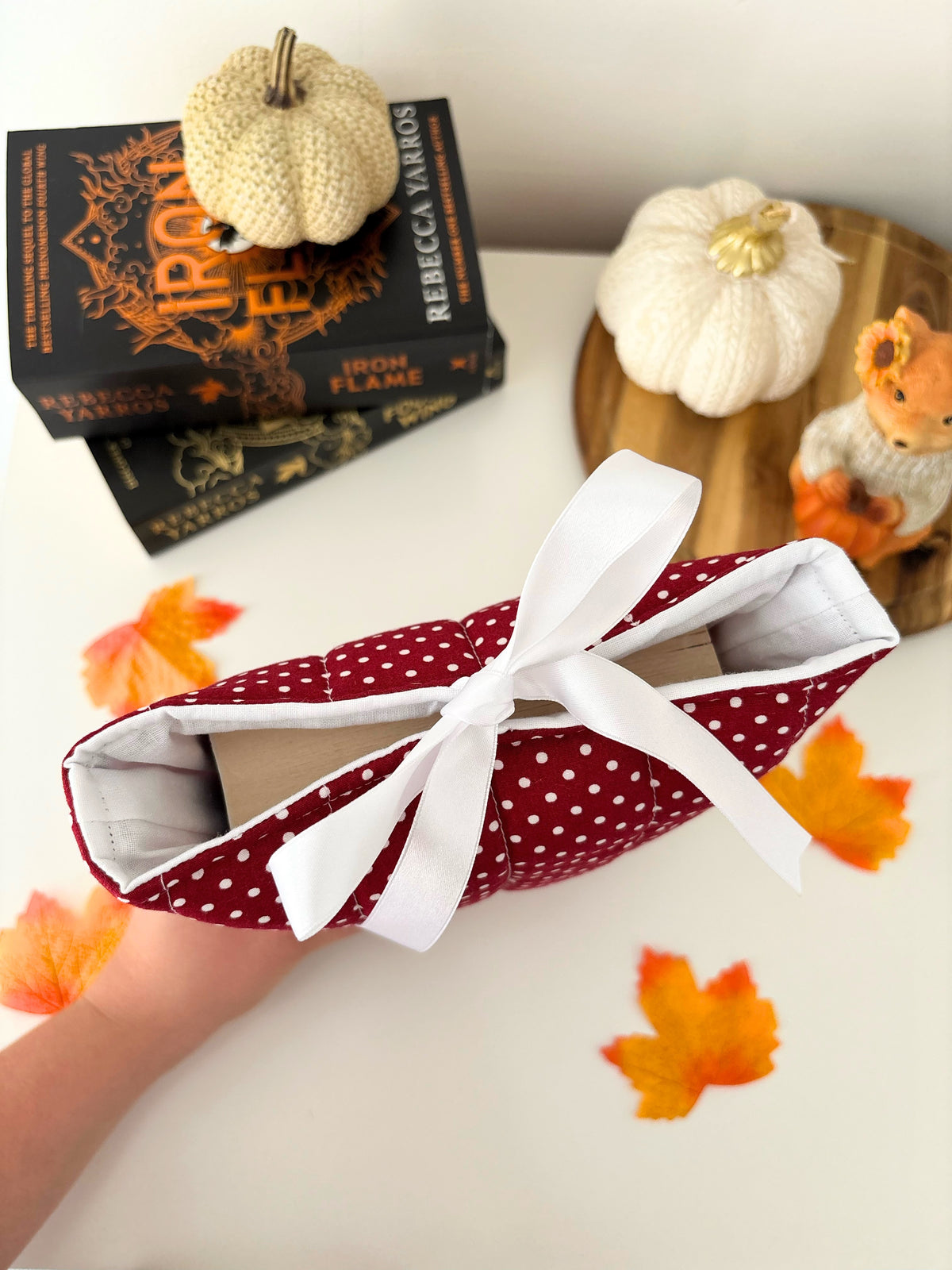 Red polka dot book sleeve