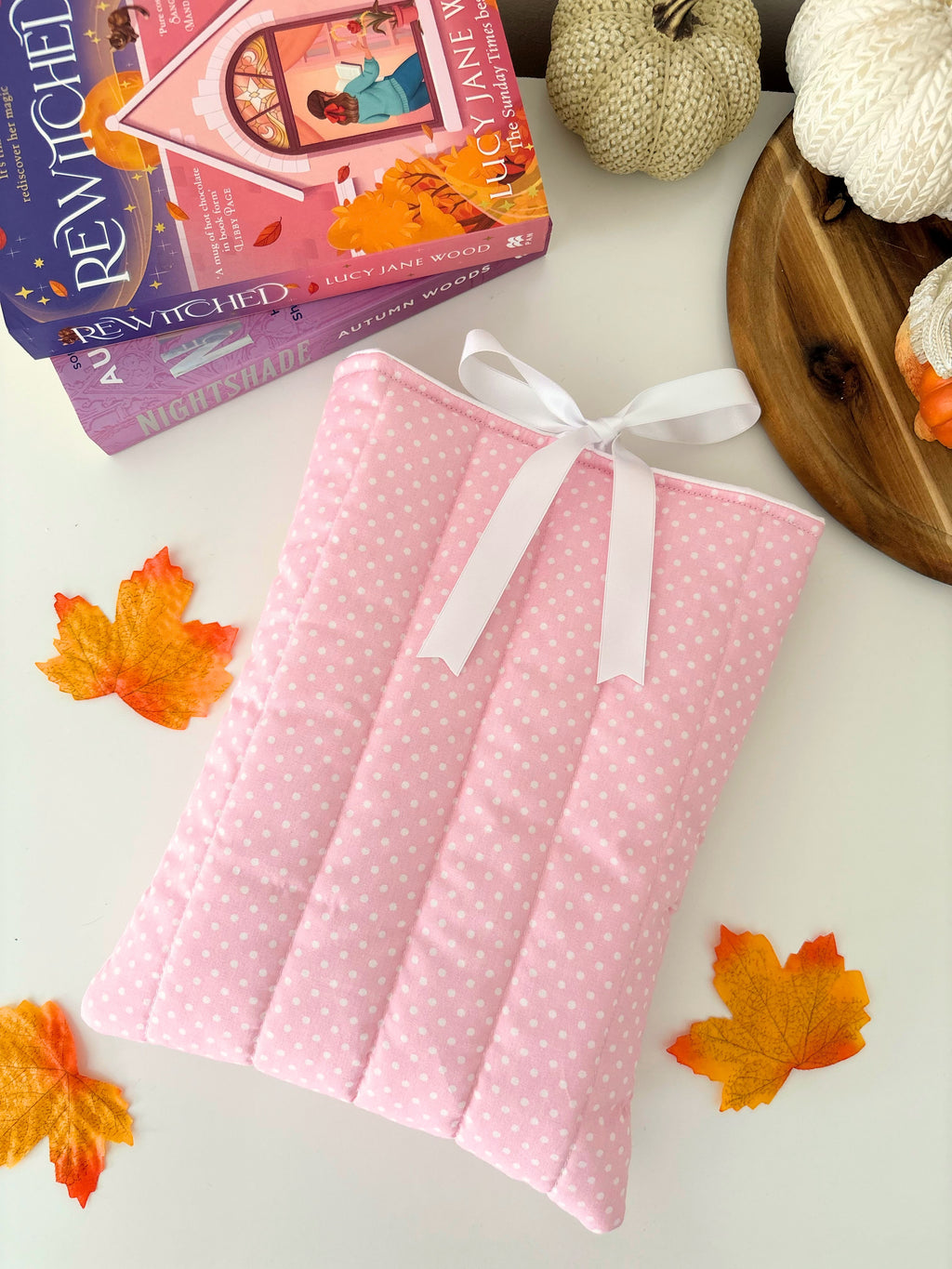 Pink polka dot book sleeve
