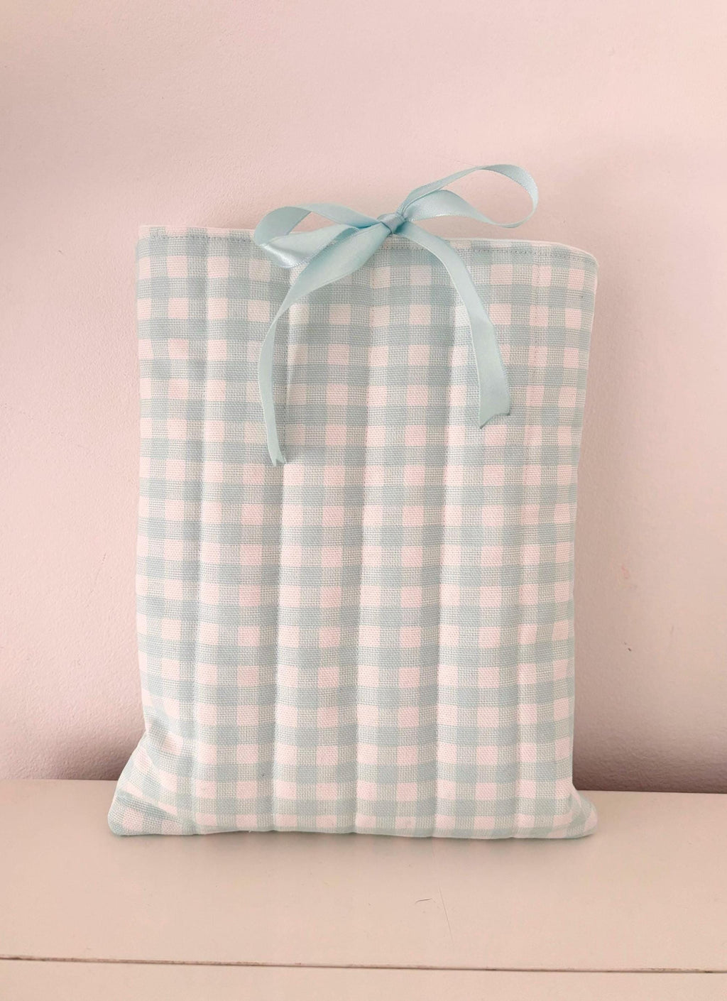 Pastel blue gingham book sleeve