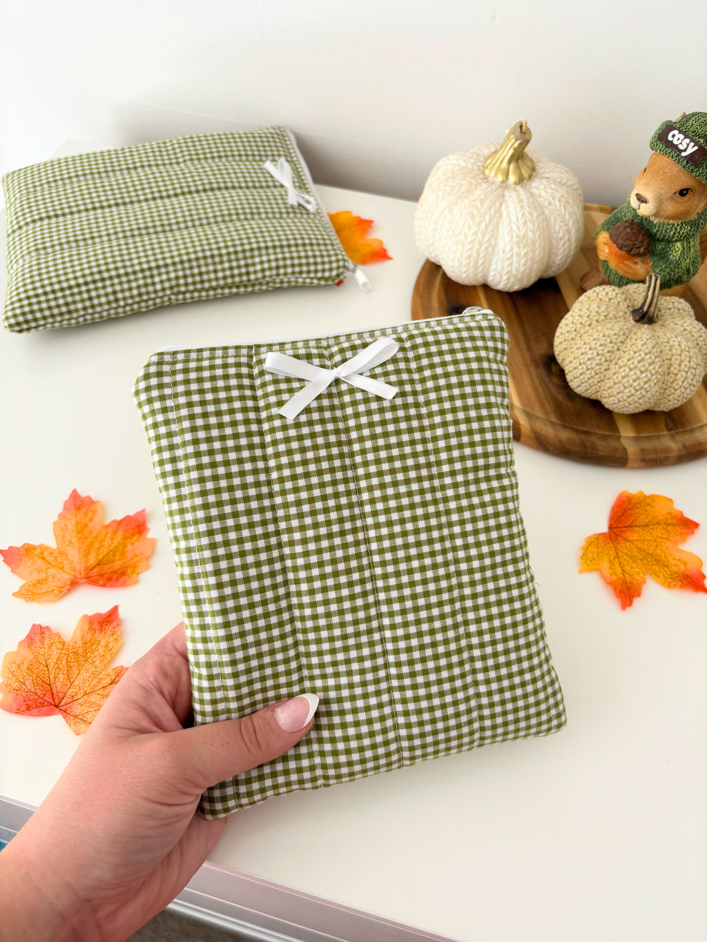Green gingham kindle sleeve