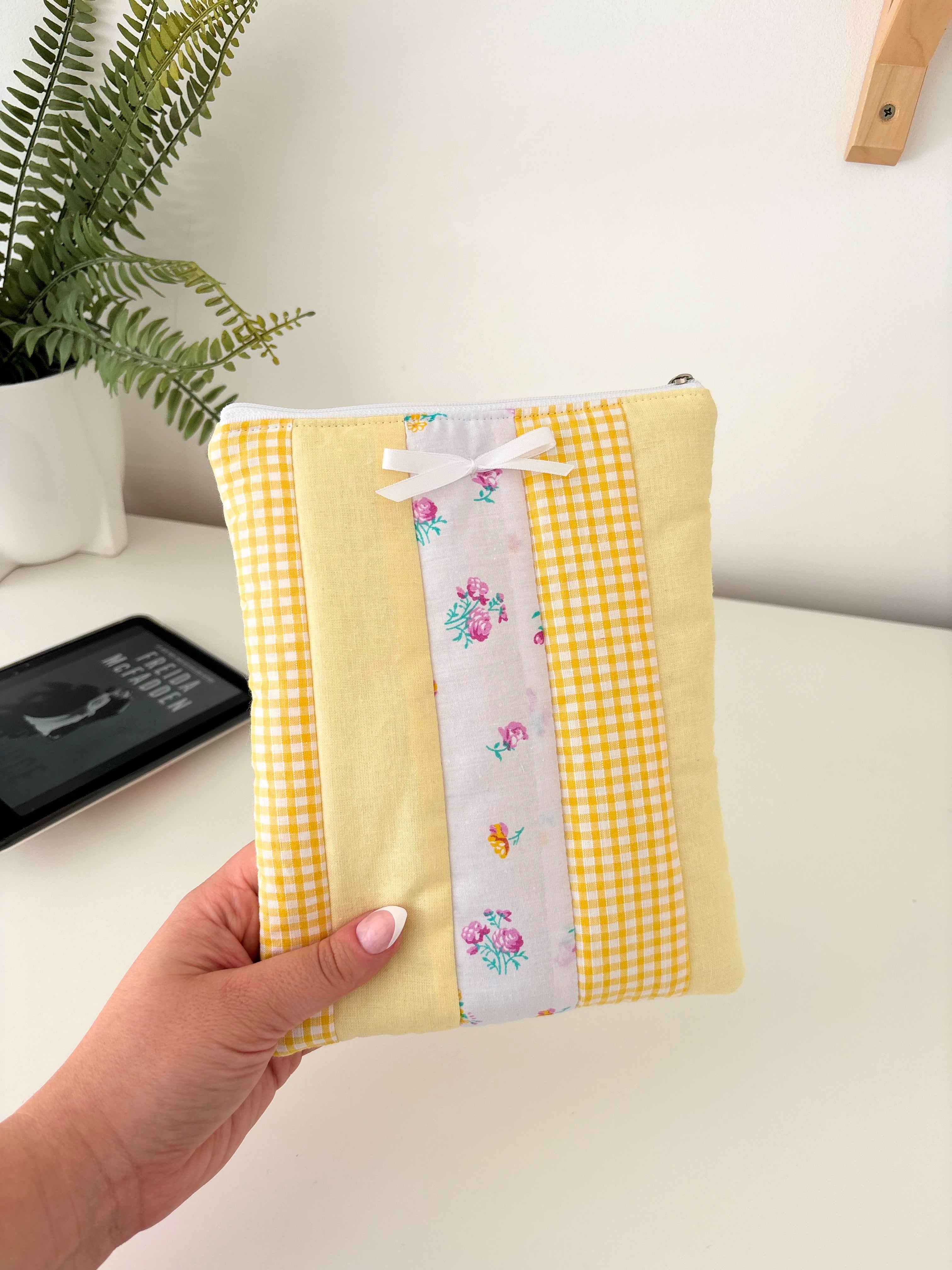Pastel yellow floral patchwork kindle/e-reader sleeve