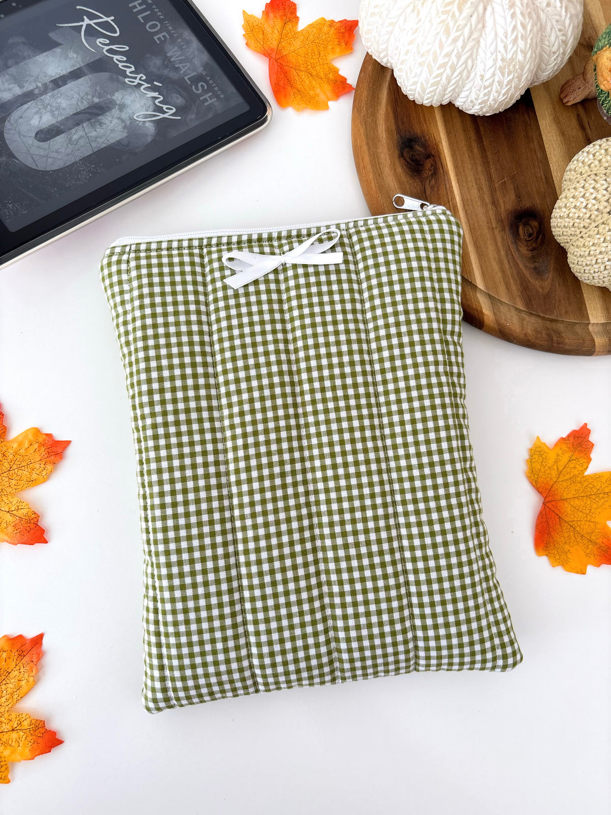 Green gingham kindle sleeve