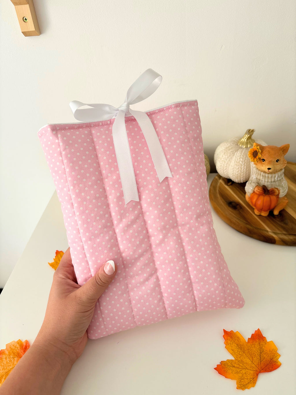 Pink polka dot book sleeve