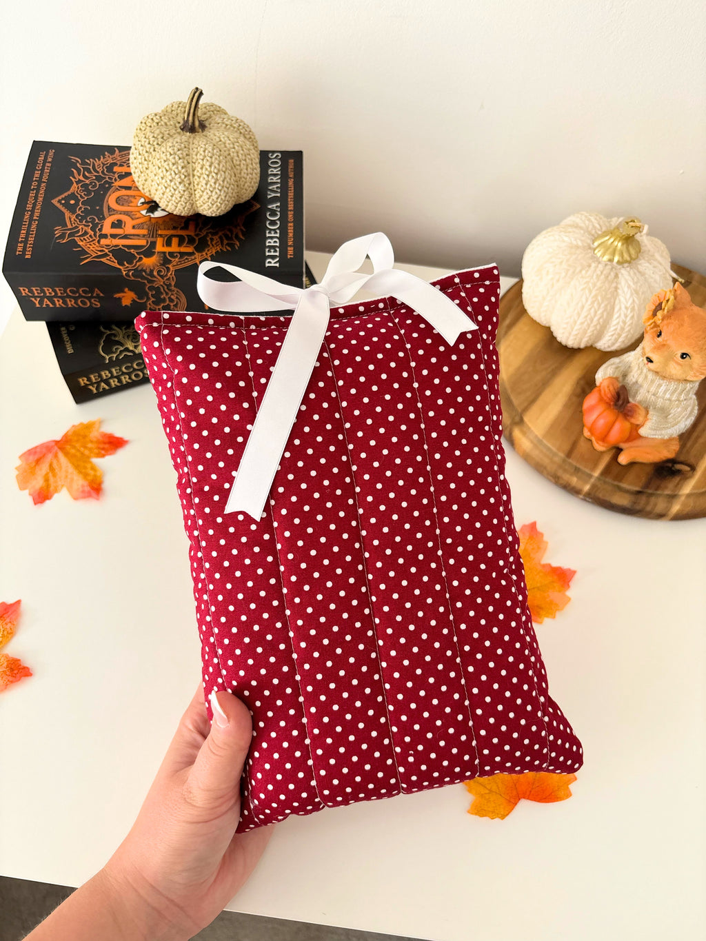 Red polka dot book sleeve