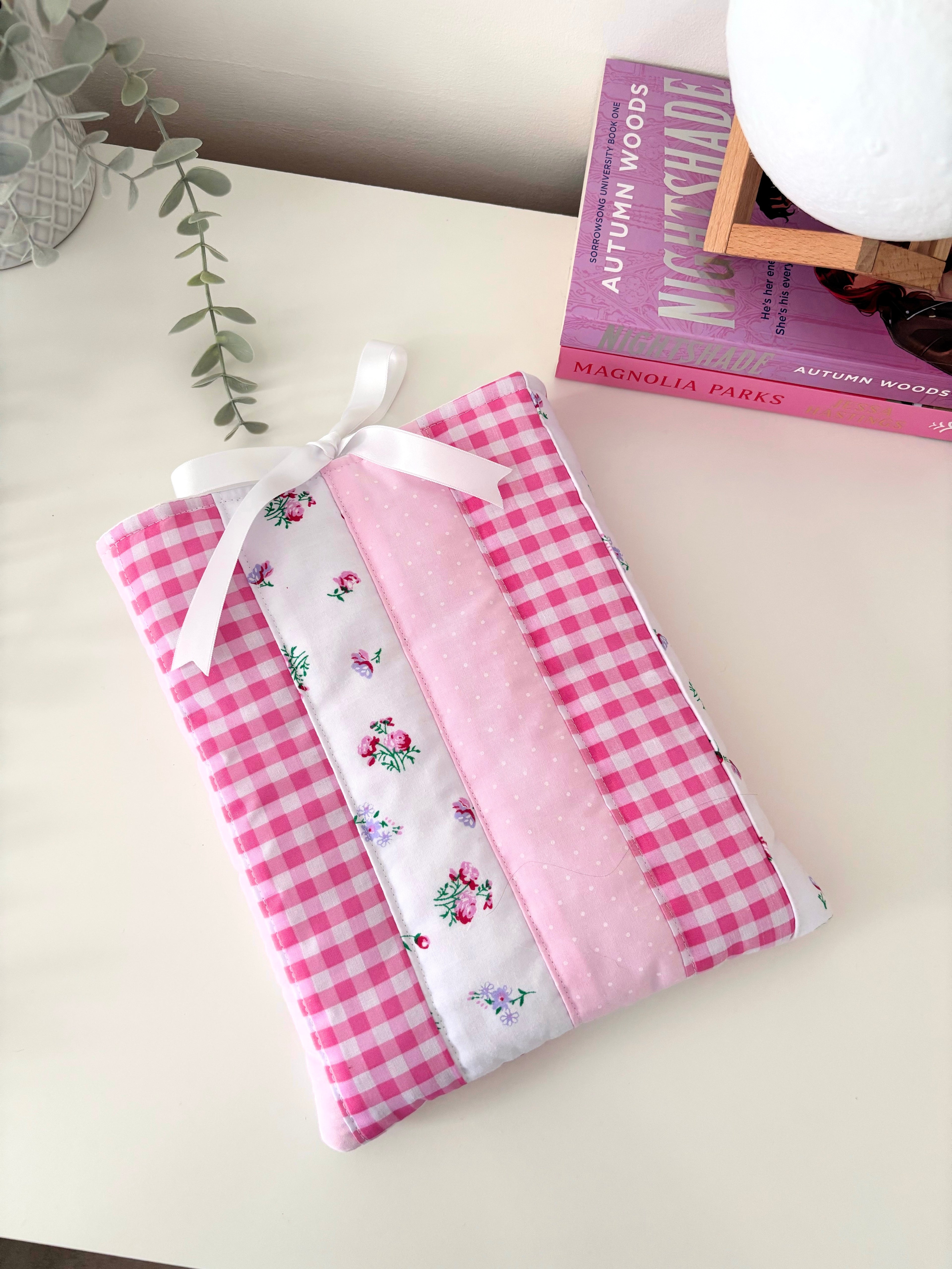 Candy pink patchwork book sleeve