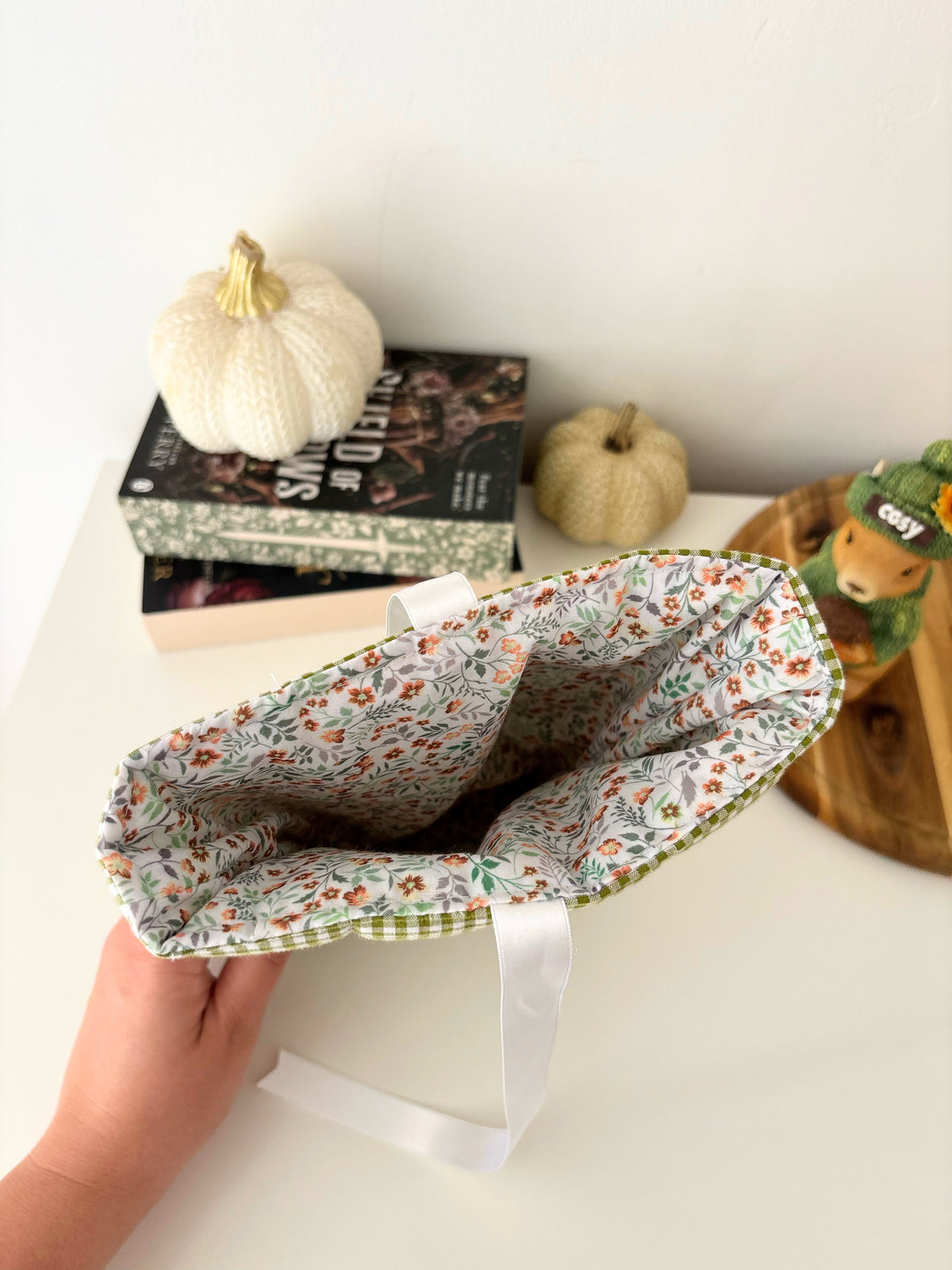 Green gingham book sleeve