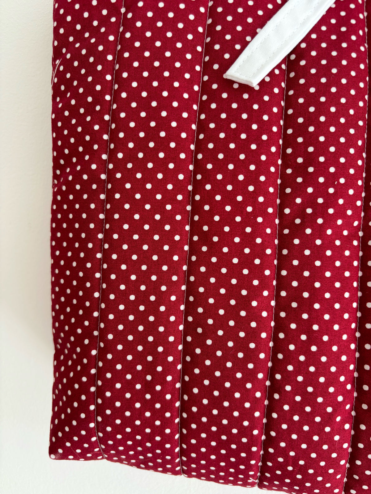 Red polka dot quilted tote bag