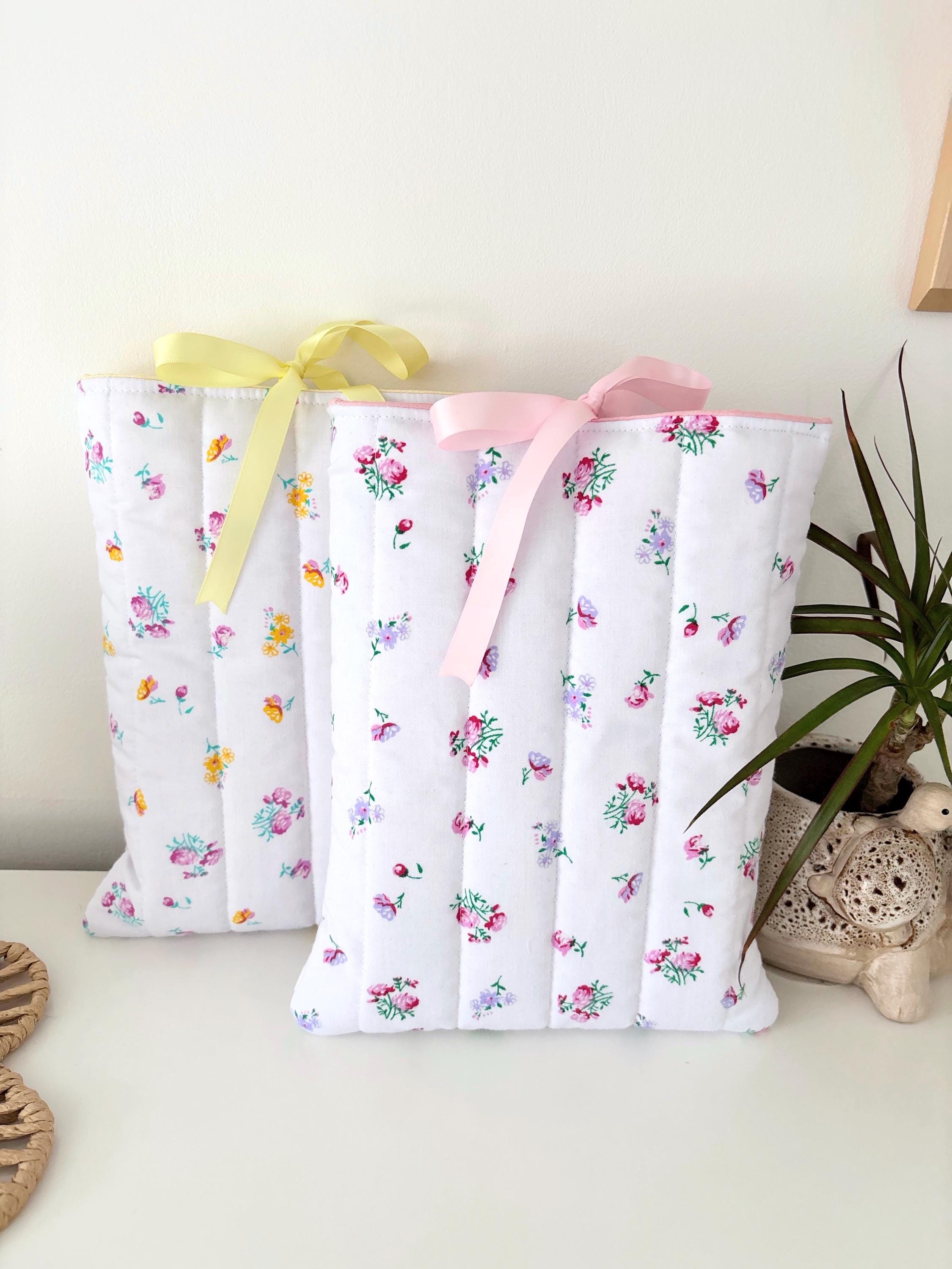 Pink floral quilted book sleeve