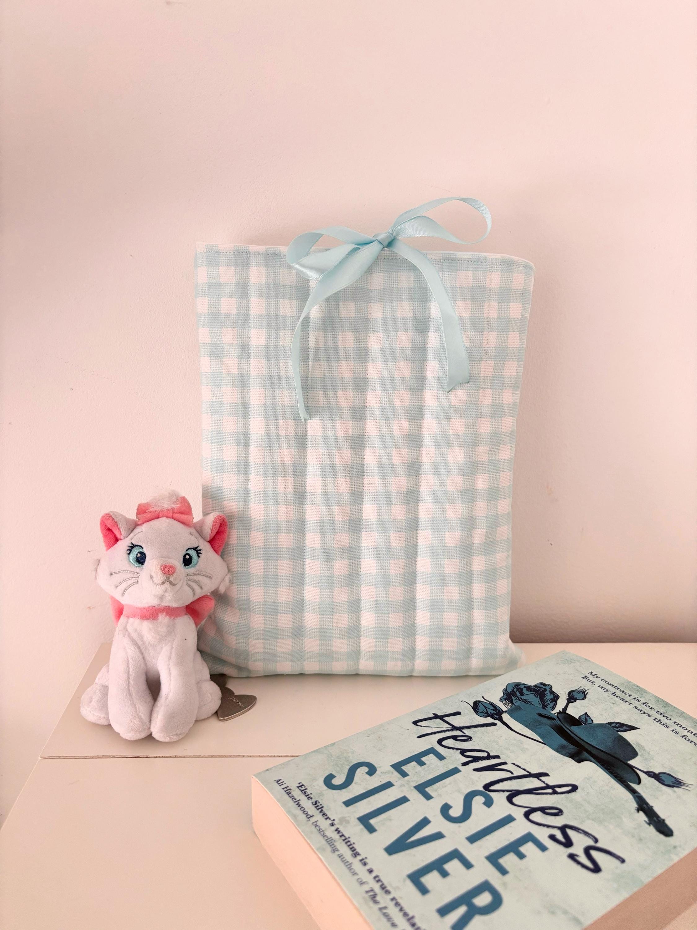 Pastel blue gingham book sleeve