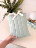 Duck egg blue quilted book sleeve