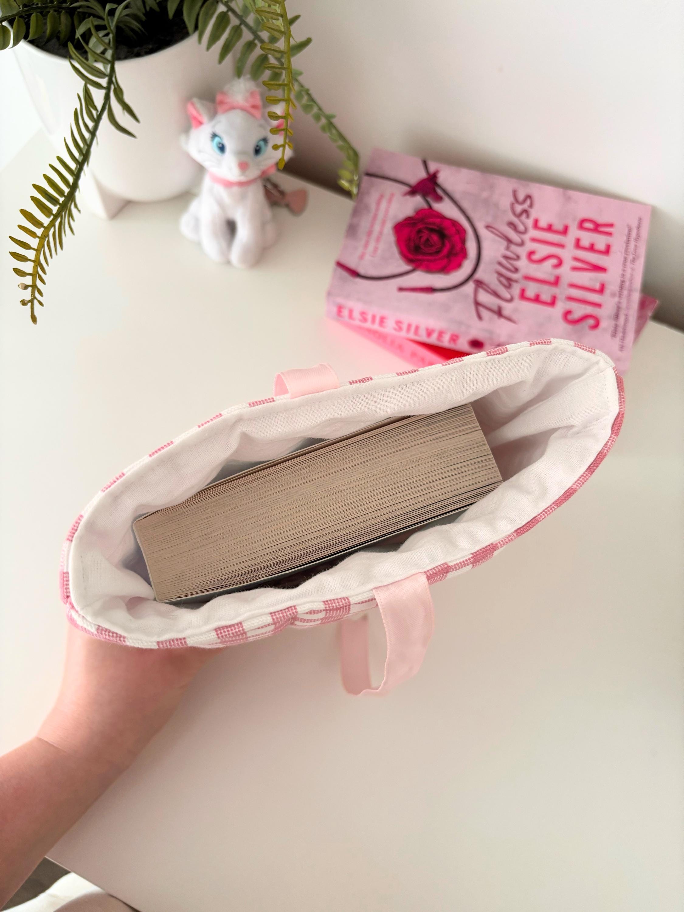 Pink gingham quilted book sleeve