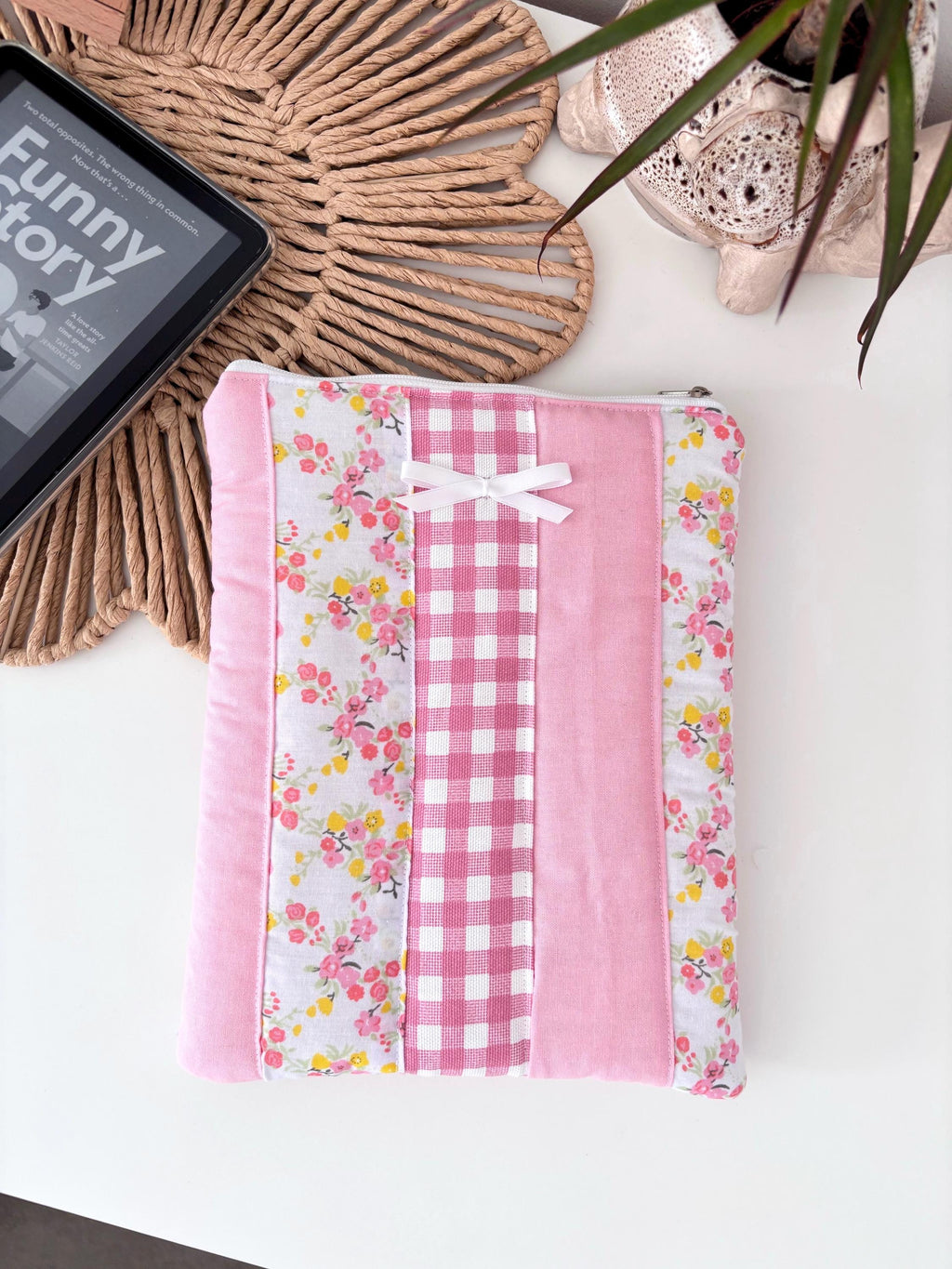 Pink patchwork kindle/e-reader sleeve