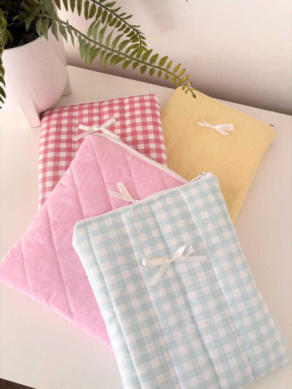 Pastel blue gingham kindle/e-reader sleeve