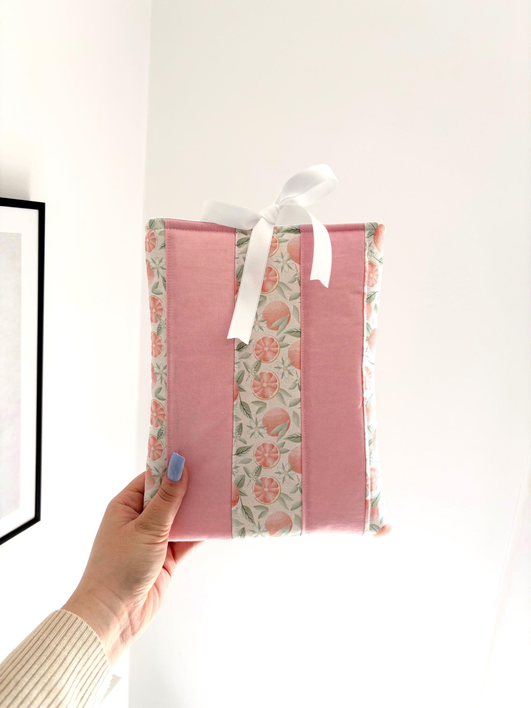 Pink citrus quilted book sleeve