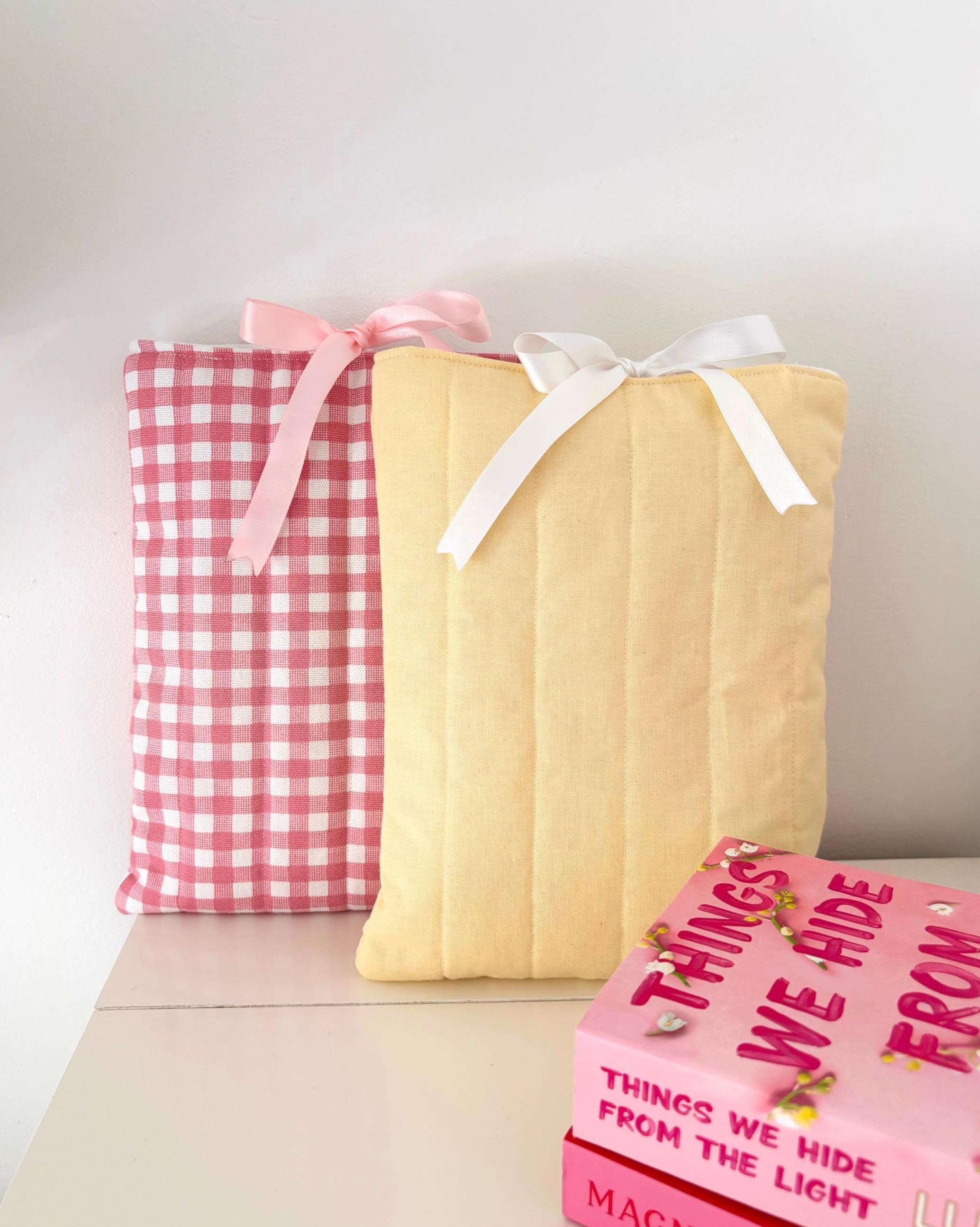 Yellow pastel quilted book sleeve
