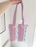 Lilac patchwork quilted tote bag