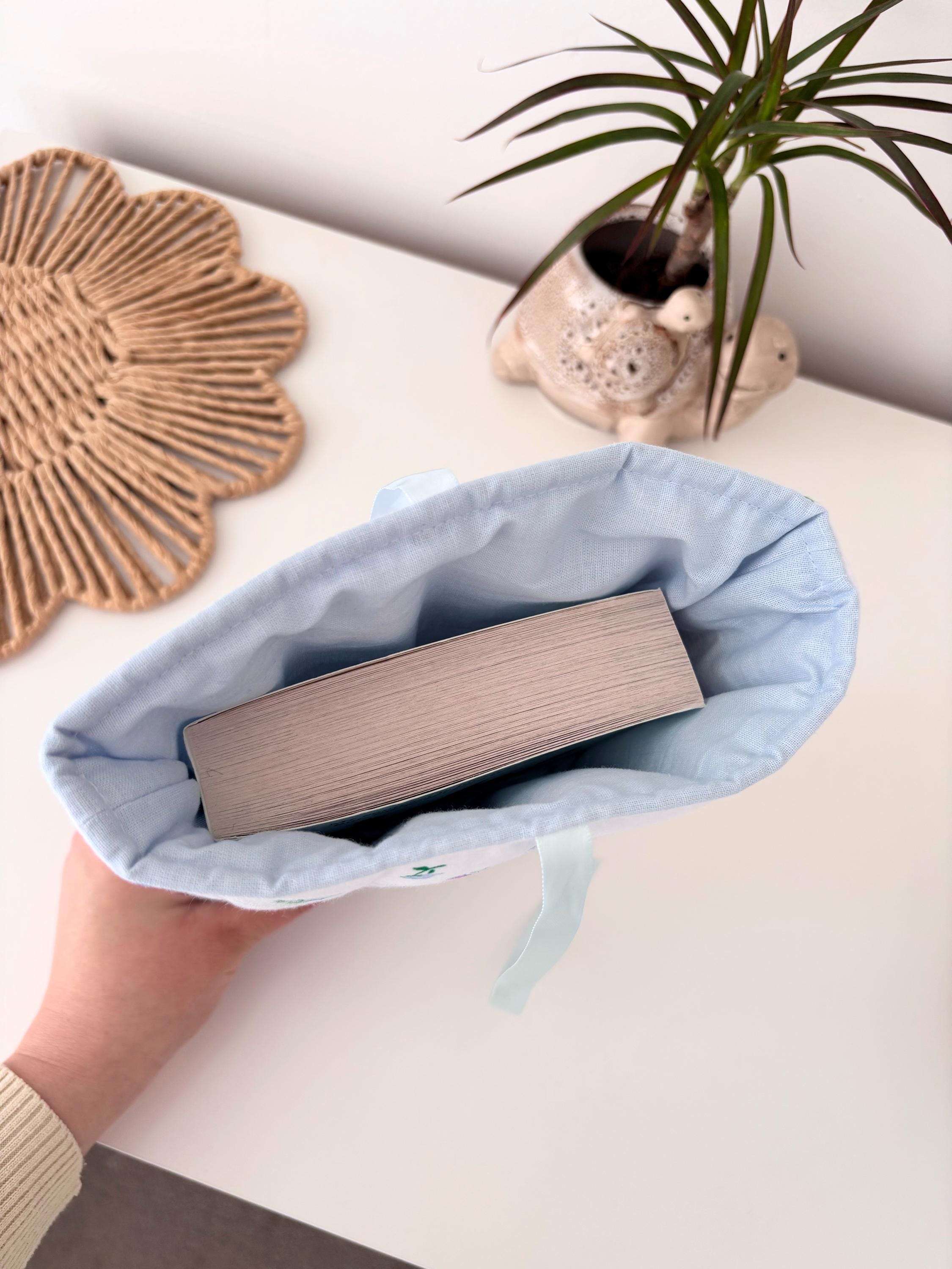 Blue floral quilted book sleeve