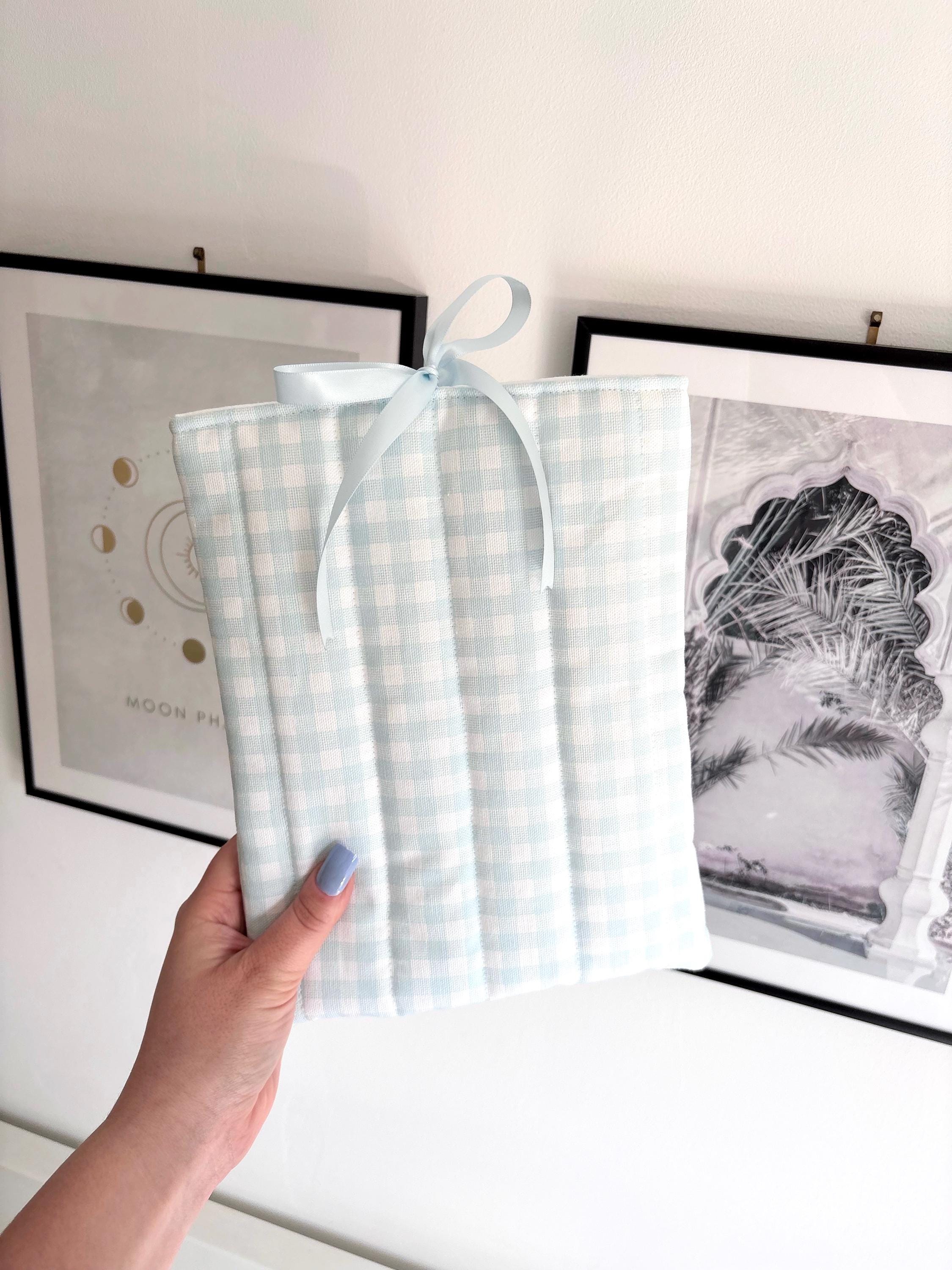 Pastel blue gingham book sleeve