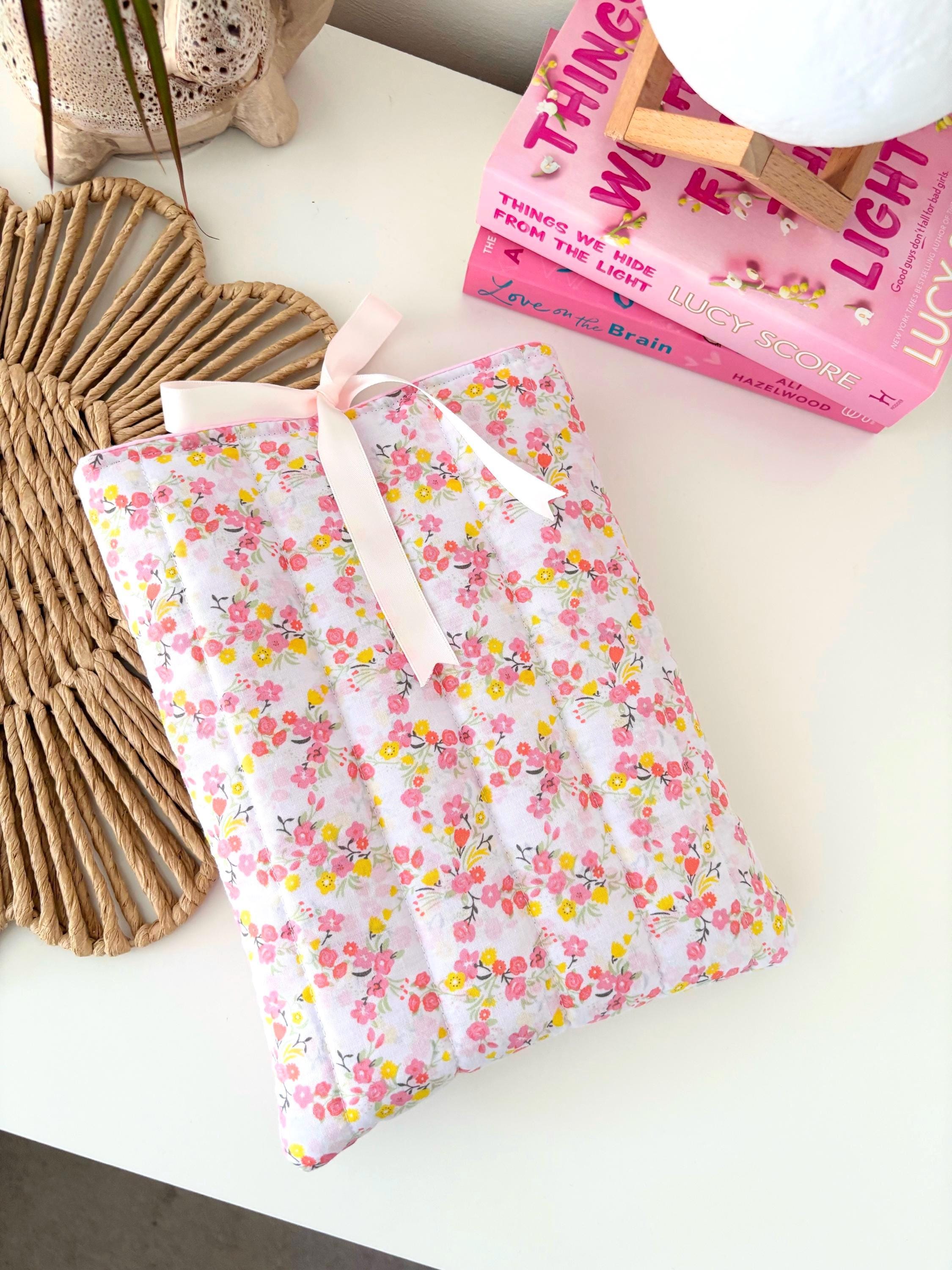 Pink blossom quilted book sleeve
