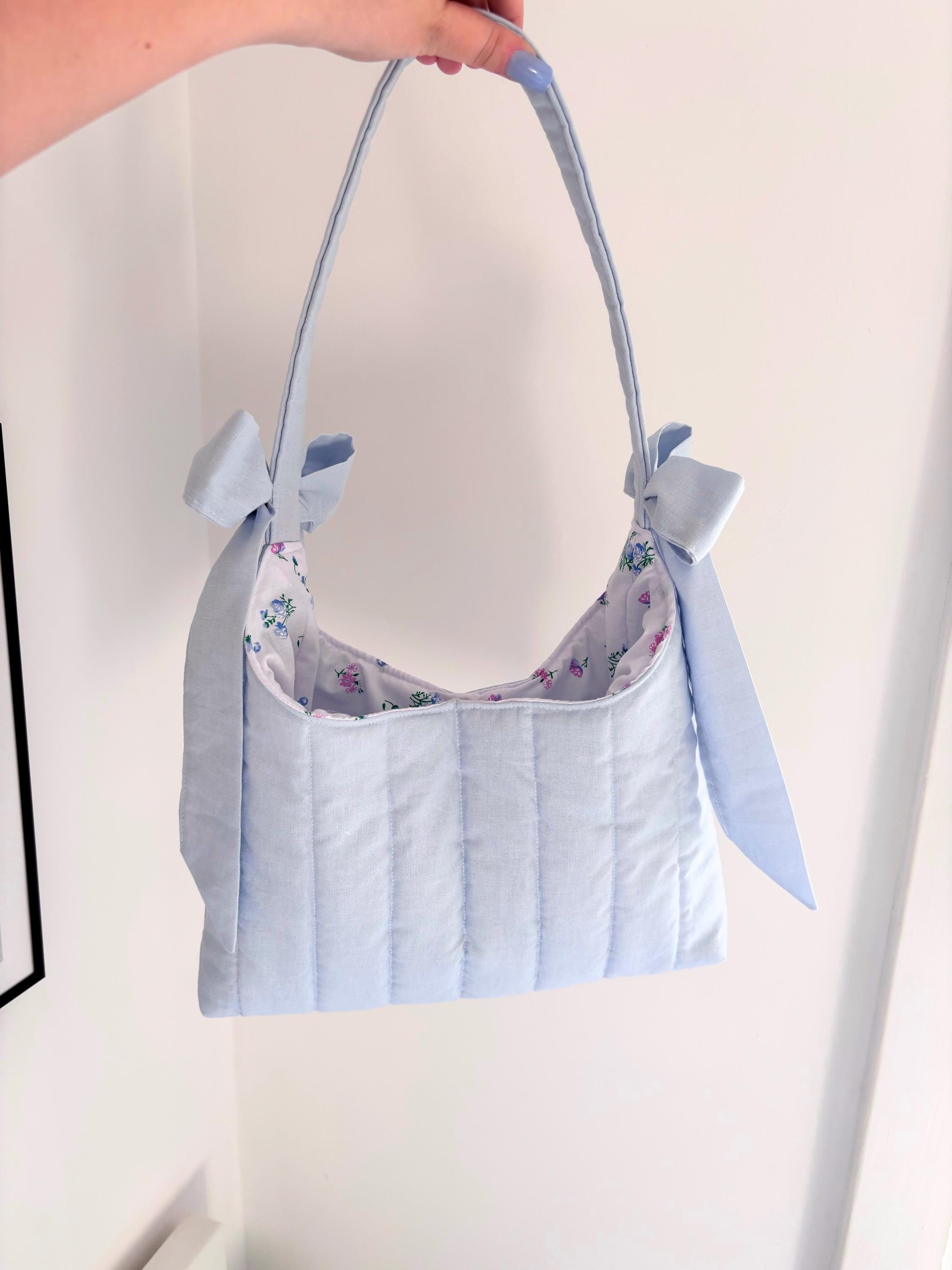 Pastel blue mini bow shoulder bag
