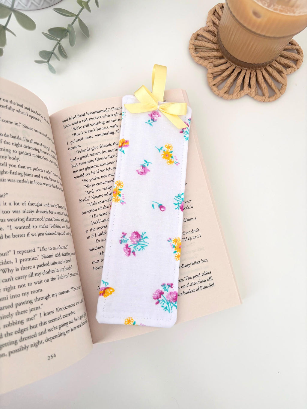 Floral fabric bookmark